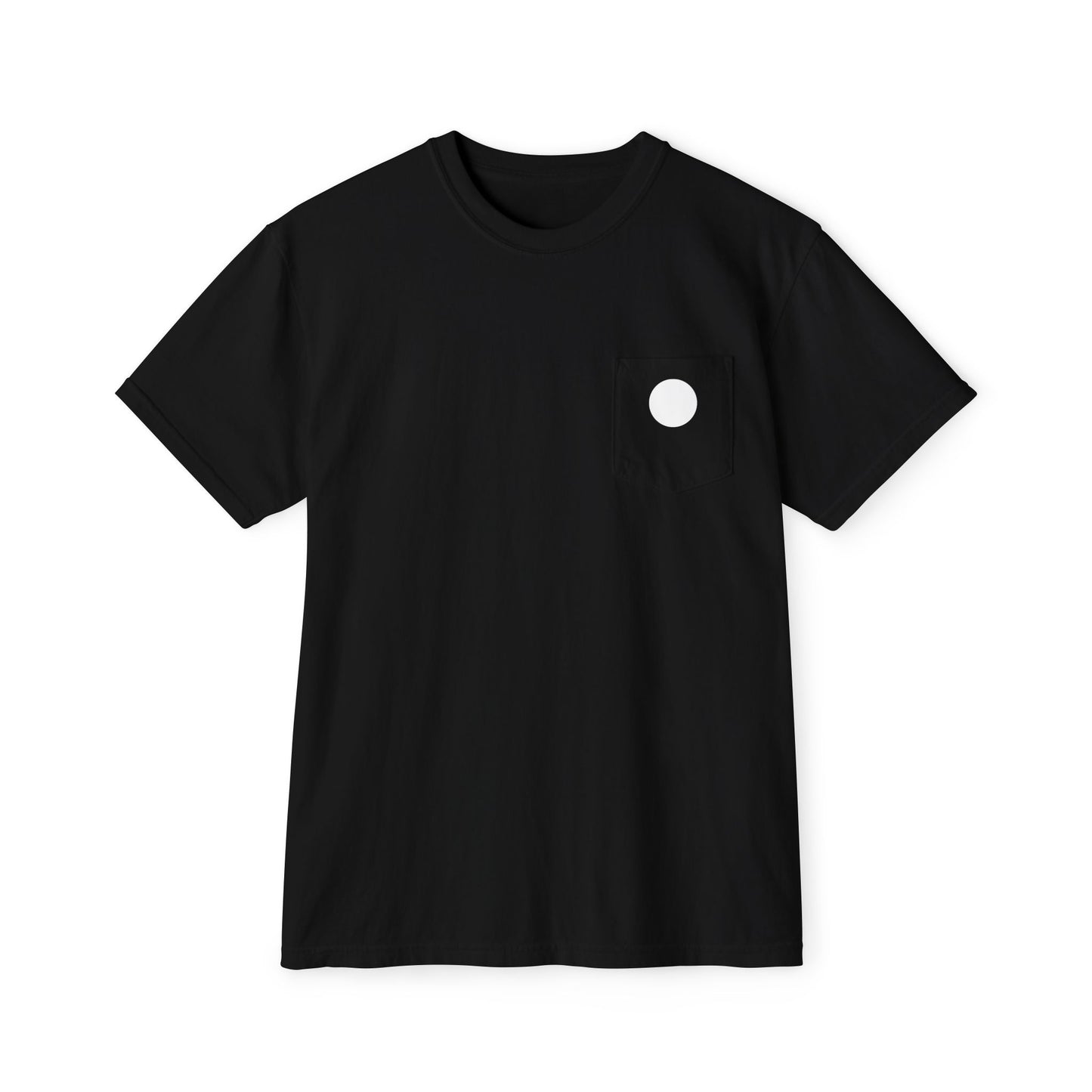 Minimalist Moon Pocket T-Shirt — White Circle Graphic Tee
