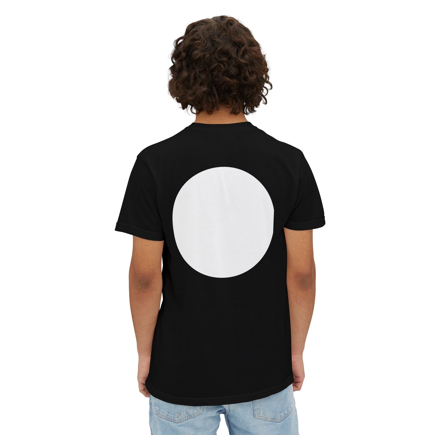 Minimalist Moon Pocket T-Shirt — White Circle Graphic Tee
