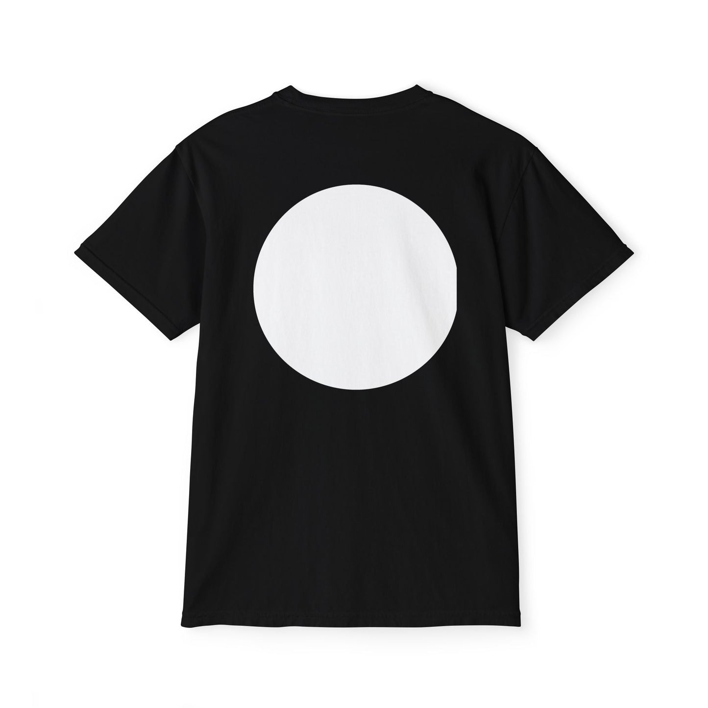 Minimalist Moon Pocket T-Shirt — White Circle Graphic Tee